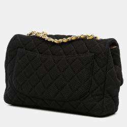 Pre Owned Chanel Black Jumbo Classic Jersey Single Flap