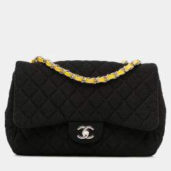 Pre Owned Chanel Black Jumbo Classic Jersey Single Flap