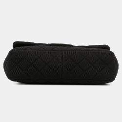 Pre Owned Chanel Black Jumbo Classic Jersey Single Flap