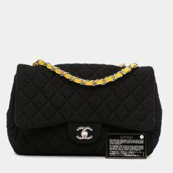 Pre Owned Chanel Black Jumbo Classic Jersey Single Flap