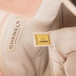 Pre Owned Chanel Pink Small Quilted Canvas Paris Biarritz Tote