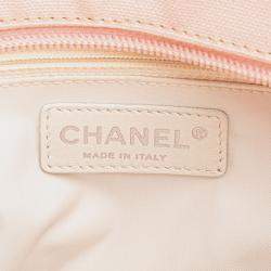 Pre Owned Chanel Pink Small Quilted Canvas Paris Biarritz Tote