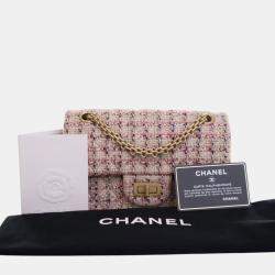 Pre Owned Chanel Pink Mini Reissue 2.55 Tweed Single Flap 224