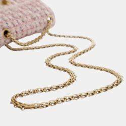 Pre Owned Chanel Pink Mini Reissue 2.55 Tweed Single Flap 224