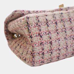 Pre Owned Chanel Pink Mini Reissue 2.55 Tweed Single Flap 224