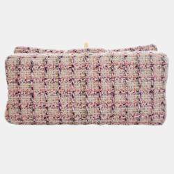 Pre Owned Chanel Pink Mini Reissue 2.55 Tweed Single Flap 224
