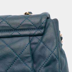 Pre Owned Chanel Blue Small Iridescent Calfskin Chic Quilt Flap