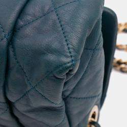 Pre Owned Chanel Blue Small Iridescent Calfskin Chic Quilt Flap