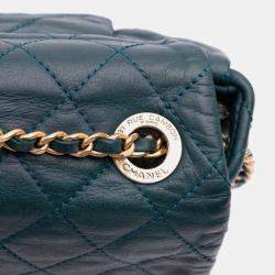 Pre Owned Chanel Blue Small Iridescent Calfskin Chic Quilt Flap