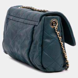 Pre Owned Chanel Blue Small Iridescent Calfskin Chic Quilt Flap