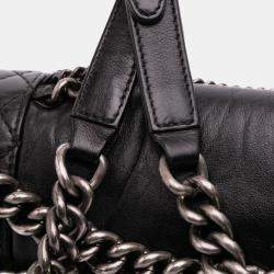 Pre Owned Chanel Black Medium Calfskin Enchained Boy Flap
