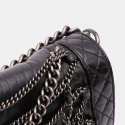 Pre Owned Chanel Black Medium Calfskin Enchained Boy Flap