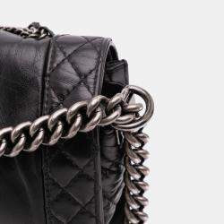 Pre Owned Chanel Black Medium Calfskin Enchained Boy Flap