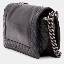 Pre Owned Chanel Black Medium Calfskin Enchained Boy Flap