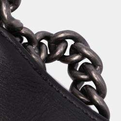 Pre Owned Chanel Black Medium Calfskin Enchained Boy Flap