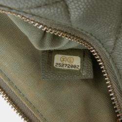 Pre Owned Chanel Green Medium Chevron Caviar Ancient Greek Charms O Case Clutch