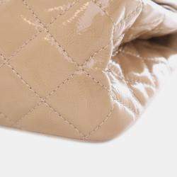 Pre Owned Chanel Beige Brown Reissue 2.55 Quilted Patent Double Flap 227