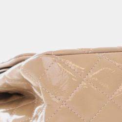 Pre Owned Chanel Beige Brown Reissue 2.55 Quilted Patent Double Flap 227