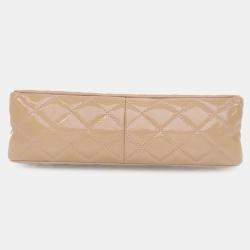 Pre Owned Chanel Beige Brown Reissue 2.55 Quilted Patent Double Flap 227