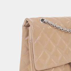 Pre Owned Chanel Beige Brown Reissue 2.55 Quilted Patent Double Flap 227