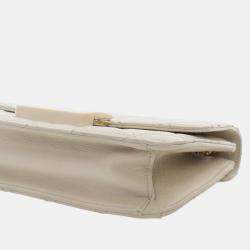Pre Owned Chanel Cream Mini Sheepskin Beauty Lock Flap