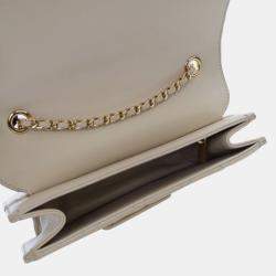 Pre Owned Chanel Cream Mini Sheepskin Beauty Lock Flap