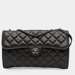 Pre Owned Chanel Black Medium Quilted Lambskin Citizen Flap