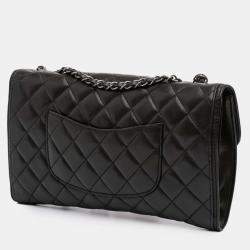 Pre Owned Chanel Black Medium Quilted Lambskin Citizen Flap