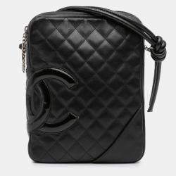 Pre Owned Chanel Black Lambskin Cambon Ligne Crossbody