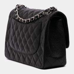 Pre Owned Chanel Black Jumbo Classic Caviar Double Flap