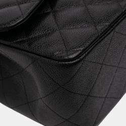 Pre Owned Chanel Black Jumbo Classic Caviar Double Flap
