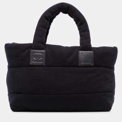 Pre Owned Chanel Navy Blue Medium Jersey Lambskin Reversible Coco Cocoon Tote