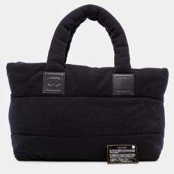 Pre Owned Chanel Navy Blue Medium Jersey Lambskin Reversible Coco Cocoon Tote
