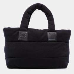 Pre Owned Chanel Navy Blue Medium Jersey Lambskin Reversible Coco Cocoon Tote