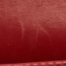 Pre Owned Chanel Red Quilted Snakeskin Medium Classic Double Flap Bag