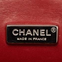 Pre Owned Chanel Red Quilted Snakeskin Medium Classic Double Flap Bag