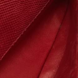 Pre Owned Chanel Red Quilted Snakeskin Medium Classic Double Flap Bag