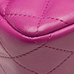 Pre Owned Chanel Purple Mini Square Classic Lambskin Single Flap