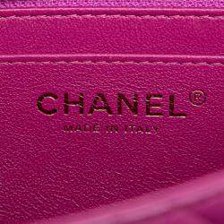 Pre Owned Chanel Purple Mini Square Classic Lambskin Single Flap