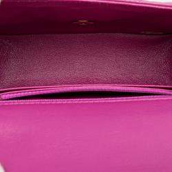 Pre Owned Chanel Purple Mini Square Classic Lambskin Single Flap