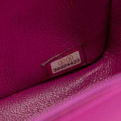 Pre Owned Chanel Purple Mini Square Classic Lambskin Single Flap