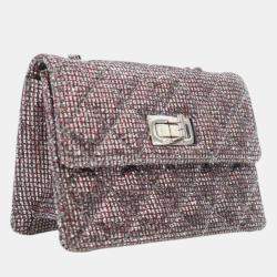 Pre Owned Chanel Mini Glitter Canvas Reissue 2.55 Flap