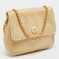 Pre Owned Chanel Natural Raffia Chain Shoulder Bag