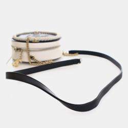 Pre Owned Chanel Black White Crumpled Calfskin En Vogue Round Bag