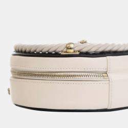 Pre Owned Chanel Black White Crumpled Calfskin En Vogue Round Bag