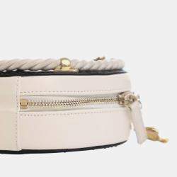 Pre Owned Chanel Black White Crumpled Calfskin En Vogue Round Bag
