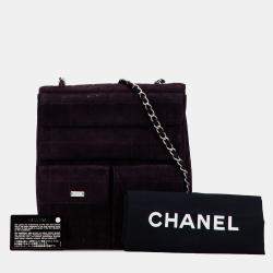 Pre Owned Chanel Purple Chocolate Bar Reissue Suede Multipocket Chain Flap