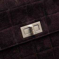 Pre Owned Chanel Purple Chocolate Bar Reissue Suede Multipocket Chain Flap
