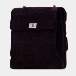 Pre Owned Chanel Purple Chocolate Bar Reissue Suede Multipocket Chain Flap