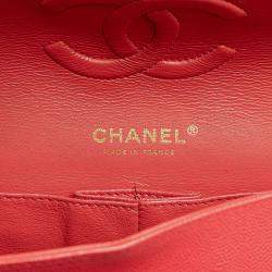 Pre Owned Chanel Pink Medium Classic Caviar Double Flap
